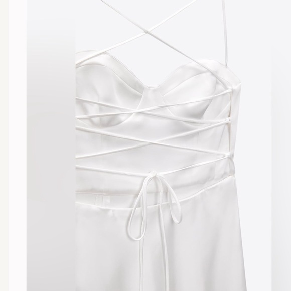 Zara White Satin Effect Sweetheart Neckline Midi Maxi Dress $89.90 - Picture 8 of 16